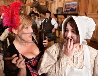 Gossiping Women in Old Saloon