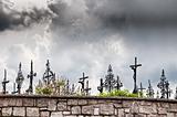 Graveyard with dark Clouds
