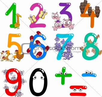 numbers with cartoon animals