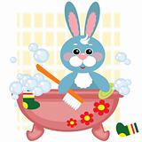 Hare in bath, vector.
