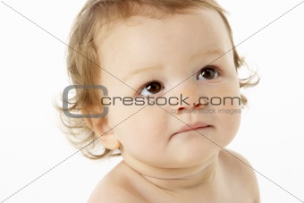 Close Up Studio Portrait Of Baby Boy