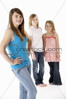 Group Of Girls Together In Studio