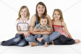 Group Of Children Together In Studio