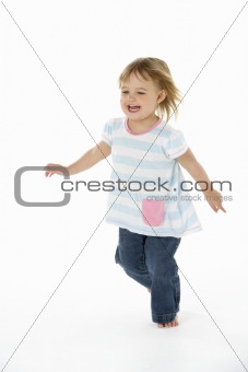 Young Girl Running In WhiteStudio