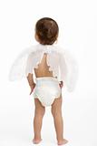 Back View Of Toddler Wearing Nappy And Angel Wings