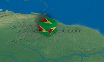 Location of Guyana over the map