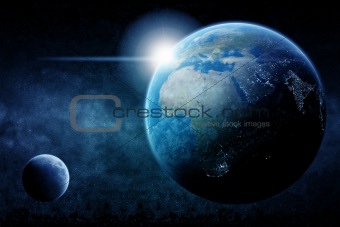Planet landscape in space