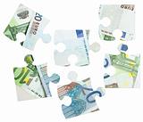 pieces of Euro banknotes puzzle