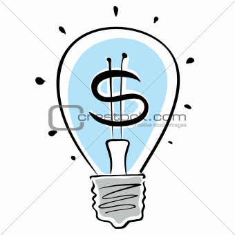 Light bulb with dollar symbol.