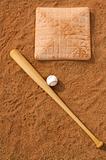 Baseball & Bat near Base