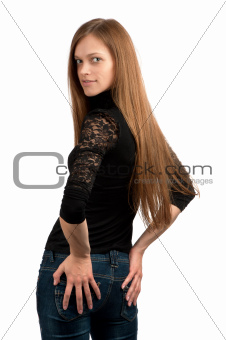 Beautiful woman with long straight hair