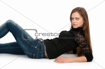  woman lying on the floor and smiling