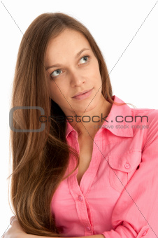 young woman looking away from camera