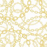 Gold chain on white seamless vector background.