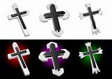Metallic Christian Cross Vector Illustrations