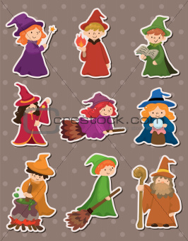 cartoon Wizard and Witch stickers