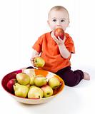 baby with apples