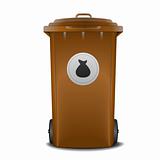 brown recycling bin