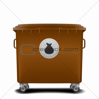 brown recycling bin