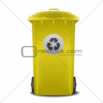 yellow recycling bin