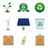 Renewable energy and recycle icons