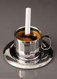 Coffee in metalic cup