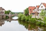 historic city in Germany with river and stone bridge
