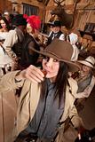 Woman in Cowboy Hat Drinks Whiskey