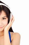 smiling  young woman with headphone