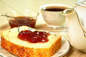 tea and bread with jelly 