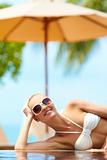 Woman sunbathing in a bikini