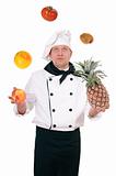 chef with fruit