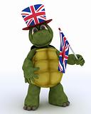 Tortoise in Union Jack Hat with Flag