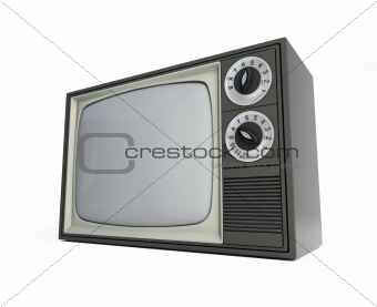 old tv on a white background 