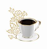 cup of coffee isolated with floral design elements
