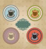Set of vintage retro coffee labels with ornament elements