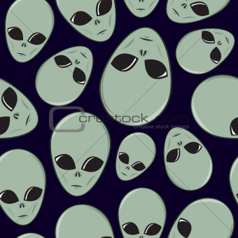Seamless Cartoon Alien Head Pattern