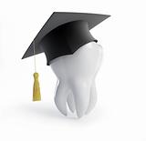 graduation cap tooth on a white background 