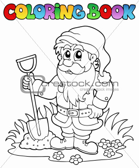 Coloring book cartoon garden dwarf