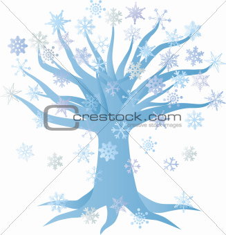 Winter Snowflake Tree Illustration