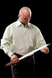 man with a Japanese sword