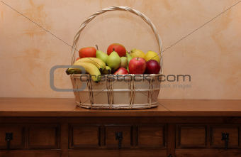 Basket with fruit and vegetable