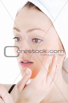 Cream appling on face skin