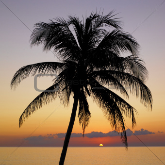 sunset over Caribbean Sea, Maria la Gorda, Pinar del Rio Province, Cuba
