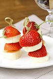 dessert of strawberries and bananas, mini snack