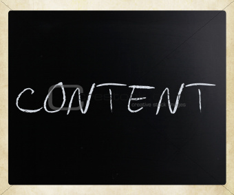 The word "Content" handwritten with white chalk on a blackboard