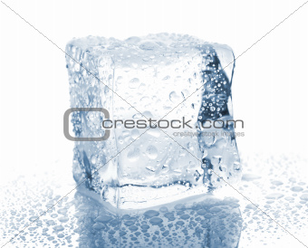 Ice cube with water drops