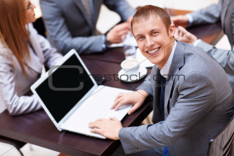 Businessman with laptop
