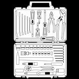 vector set of different tools  in a box