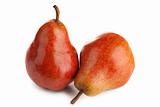 Two  pears on a white background